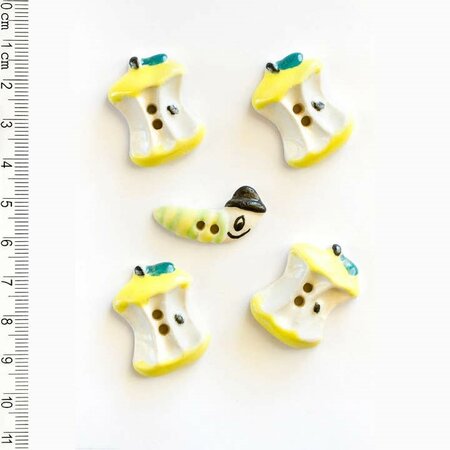 Worm & Apple knopen - 20-28mm - handmade