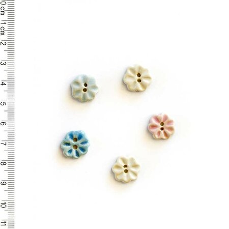 Pastel flower knopen - 15 mm - handmade