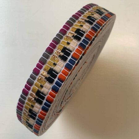 Sierband Squares White, Orange, Blue, Salmon, Grey, Olive, Magenta, Beige Lurex 30mm