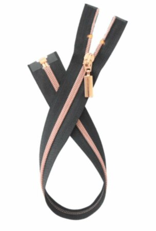 Deelbare Zwart/rose gold rits 40 / 50 / 60 cm
