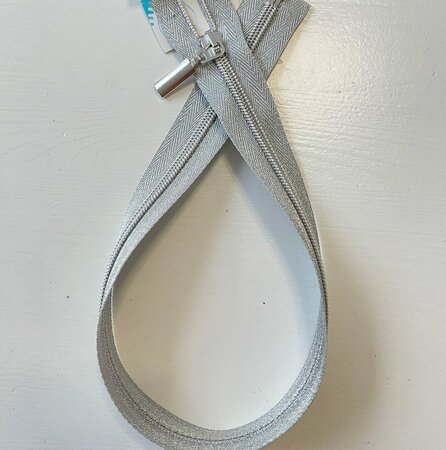 Deelbare Zilveren rits visgraad  40 / 50 / 60 cm