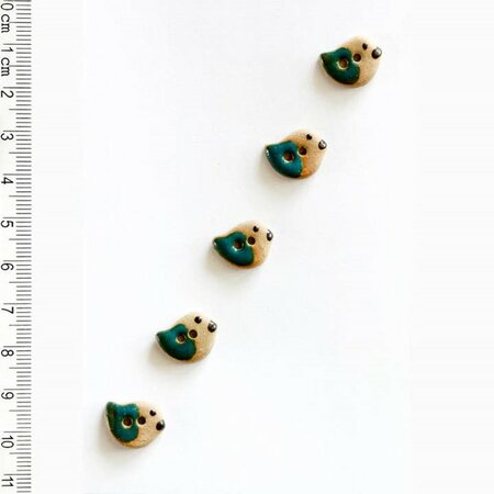Green Birds knopen - 15mm - handmade