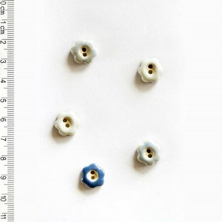 Tiny Flower Blue knopen - 15mm - handmade