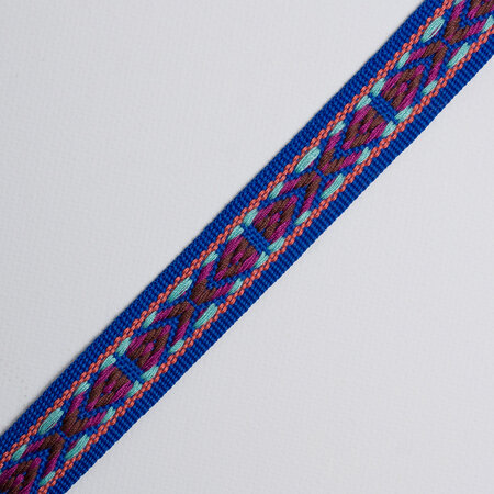 Sierband Fantasy Woven Royal Blue - Salmon - Light Blue - Brown - Purple 15mm