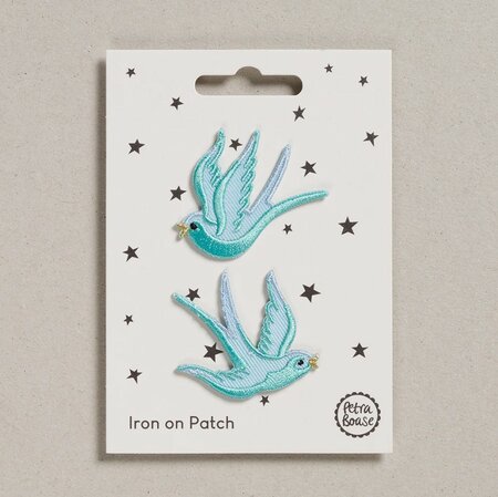 Petra Boase - Iron on Patch - Blue Swallows
