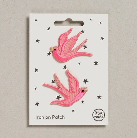 Petra Boase - Iron on Patch - Pink Swallows