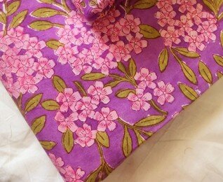 Pink Hortensia Purple - Indiase Blokprint Katoen