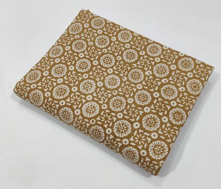 Ochre Flowers - Indiase Blokprint Katoen