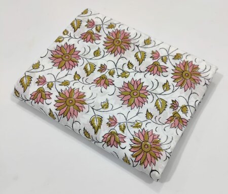 Pink Ochre Dahlia - Indiase Blokprint Katoen