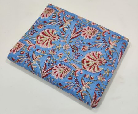 Blue Paisley Flowers - Indiase Blokprint Katoen
