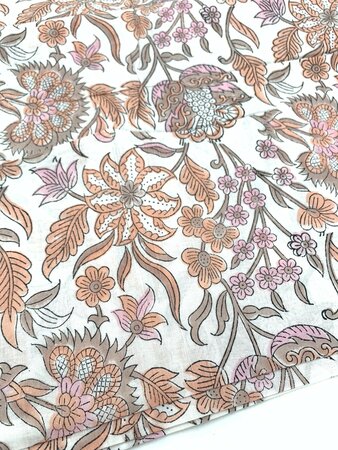 Pastel Paisley Flowers - Indiase Blokprint Katoen