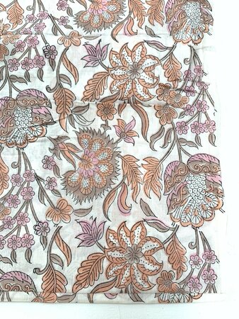 Pastel Paisley Flowers - Indiase Blokprint Katoen