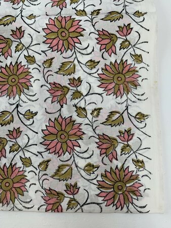 Pink Ochre Dahlia - Indiase Blokprint Katoen