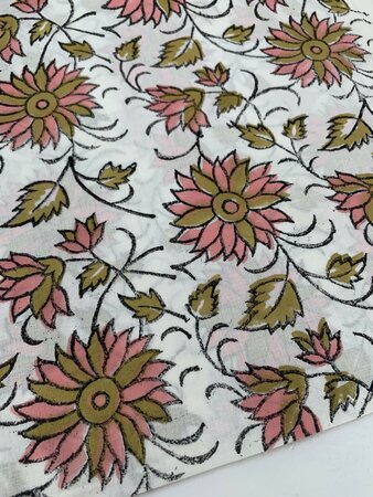 Pink Ochre Dahlia - Indiase Blokprint Katoen