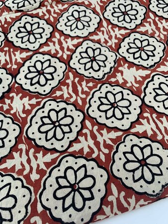 Rusty Flower - Indiase Blokprint Katoen