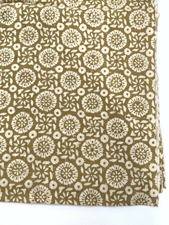 Ochre Flowers - Indiase Blokprint Katoen