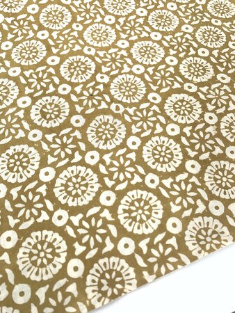 Ochre Flowers - Indiase Blokprint Katoen