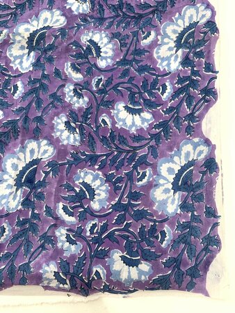 Purple Blue Flower - Indiase Blokprint Katoen