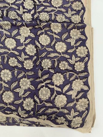 Blue Daisies - Indiase Blokprint Katoen