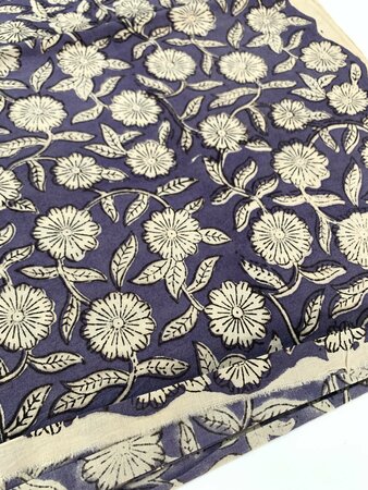 Blue Daisies - Indiase Blokprint Katoen