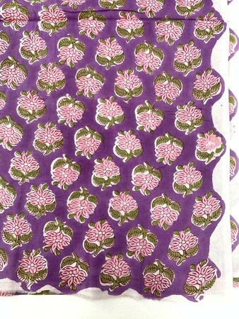 Mini Pink Flower Purple - Indiase Blokprint Katoen