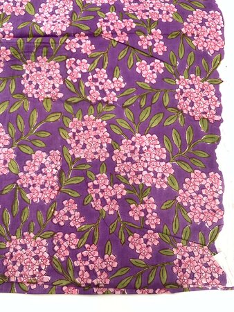 Pink Hortensia Purple - Indiase Blokprint Katoen