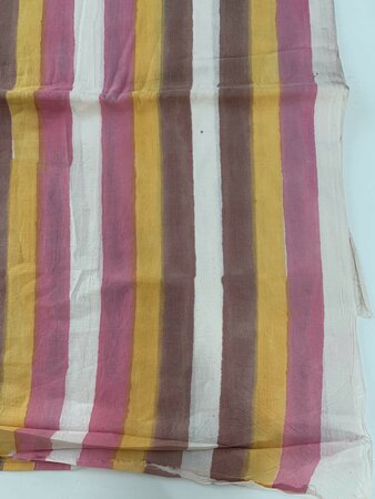 Pink Yellow Stripe - Indiase Blokprint Katoen