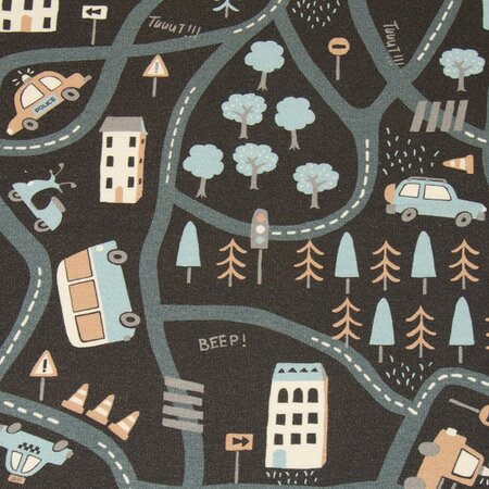 COUPON 45CM Hilco - Cars Grey FRENCH TERRY - OEKO-TEX