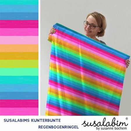 Stoffonkel Susalabim Regenboog strepen JERSEY GOTS