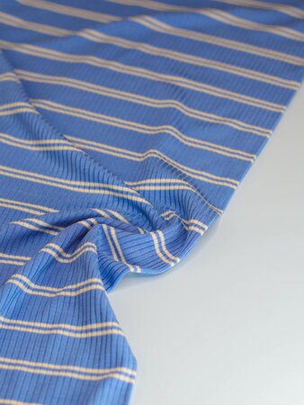 COUPON 70 CM meetMilk - Bright Blue striped Derby Ribbed Jersey TENCELâ„¢ Modal vezels