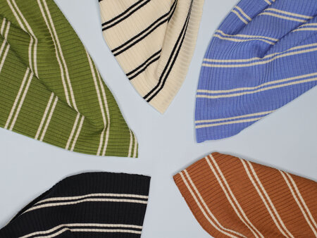 COUPON 70 CM meetMilk - Bright Blue striped Derby Ribbed Jersey TENCELâ„¢ Modal vezels