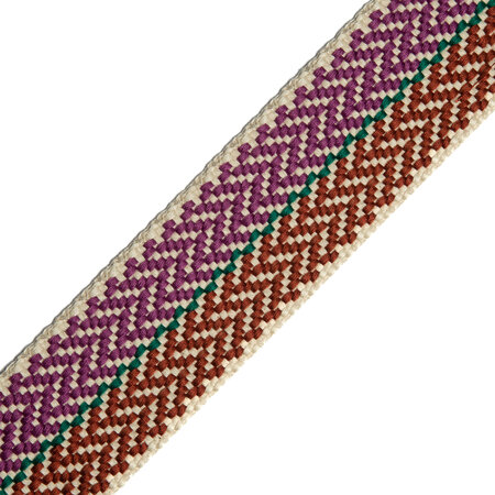 Tassenband Herringbone Natural - Cinnamon - Emerald - Violet 40mm