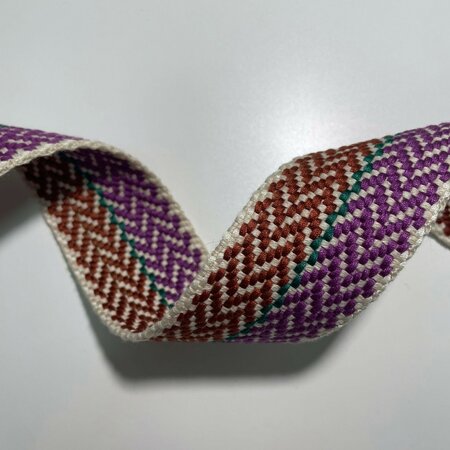 Tassenband Herringbone Natural - Cinnamon - Emerald - Violet 40mm