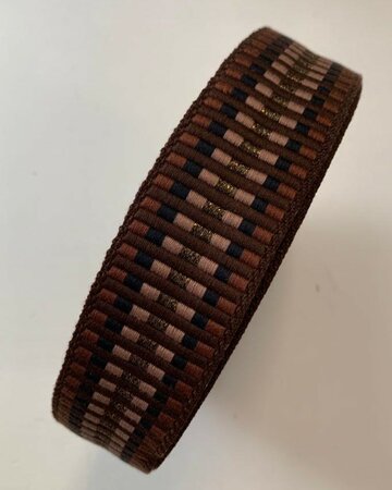 COUPON 100 CM Tassenband Cutted Dark Brown, Chocola, Navy Blue, Pink Antique, Brown Lurex 40mm