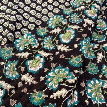 Ansje LIMITED - Black Green Petrol - Quilt Indian Cotton