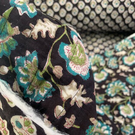Ansje LIMITED - Black Green Petrol - Quilt Indian Cotton