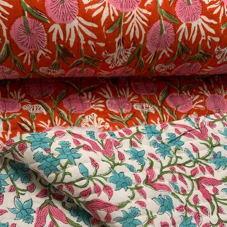 Ansje LIMITED - Mandarin Blue Daffodil- Quilt Indian Cotton