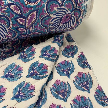 Ansje LIMITED - Indian Shadow Blue Flower - Quilt Indian Cotton