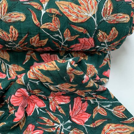 Ansje LIMITED - Lily Pink & Green - Quilt Indian Cotton
