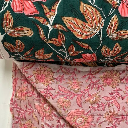 Ansje LIMITED - Lily Pink & Green - Quilt Indian Cotton
