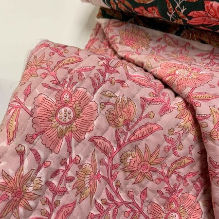 Ansje LIMITED - Lily Pink & Green - Quilt Indian Cotton