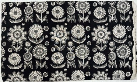 Black Stylized Flowers - Indiase Blokprint Katoen