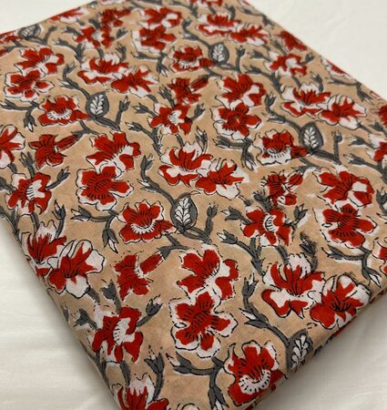 Red Narcissus - Indiase Blokprint Katoen