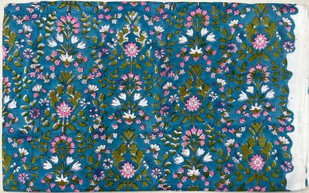 Sprinkled Flowers Petrol - Indiase Blokprint Katoen