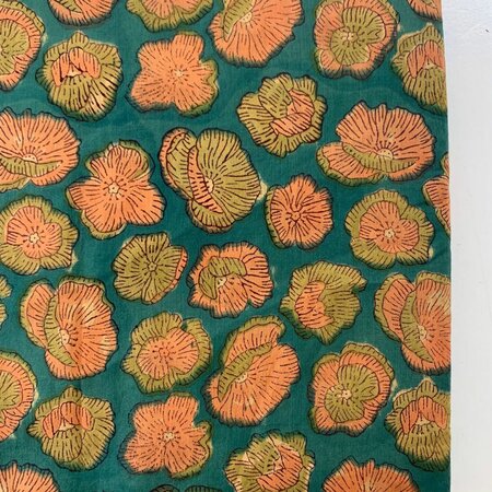 Petrol Poppy - Indiase Blokprint Katoen
