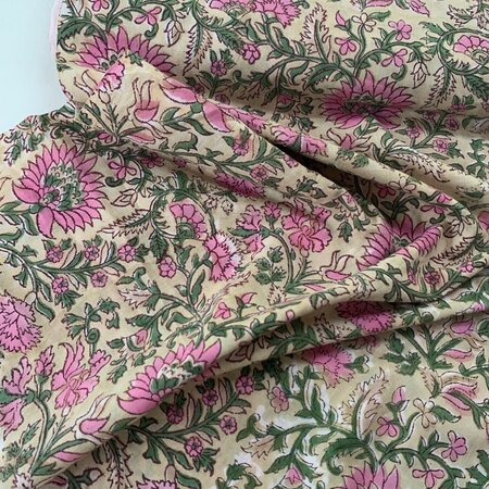 Bubblegum Cornflower - Indiase Blokprint Katoen