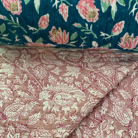 Ansje LIMITED - Petrol Pink Peony Party - Quilt Indian Cotton