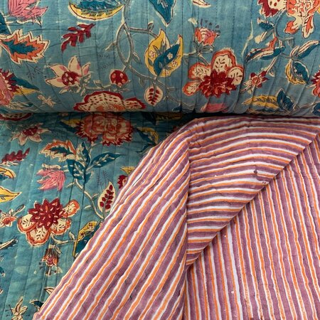 Ansje LIMITED - Floral and Striped - Quilt Indian Cotton