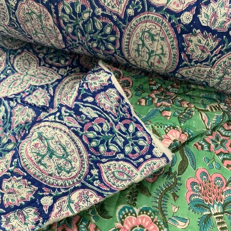 Ansje LIMITED - Water Jade Pink Touch - Quilt Indian Cotton