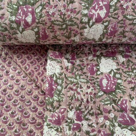 Ansje LIMITED - Soft Pink Flower Splash - Quilt Indian Cotton